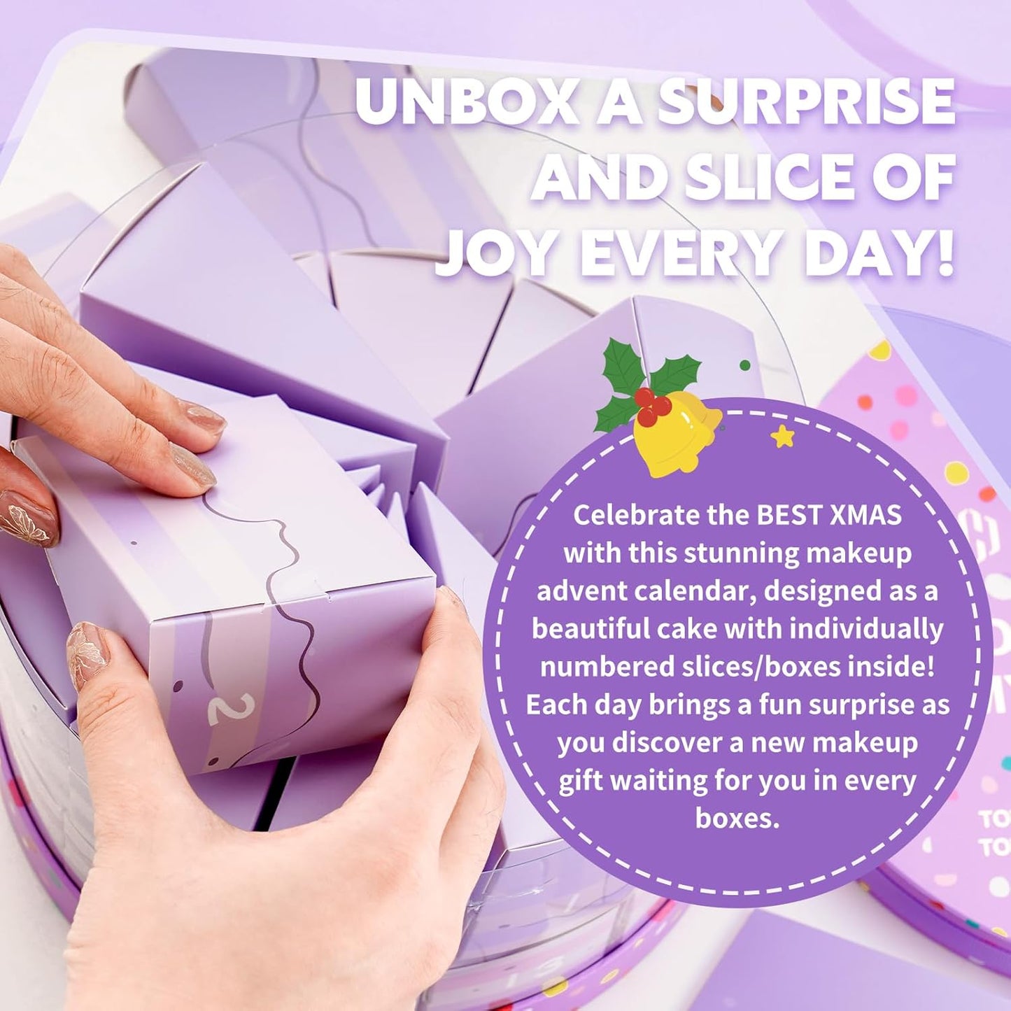 Color Nymph Makeup Advent Calendar 2025, 24 Days Advent Calendar Mystery Box for Christmas, Makeup Gift Sets - Xmas Beauty Countdown Calendar Cosmetics Kit for Women Girls Teens Daughters #Purple