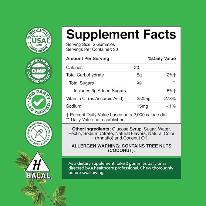 Natures Craft Bundle of Hair Skin and Nails Gummies for Women Extra Strength Biotin 90ct and Collagen Gummies and Chewable Vitamin C Gummies for Adults - Halal Vitamin C Immune Support Gummies