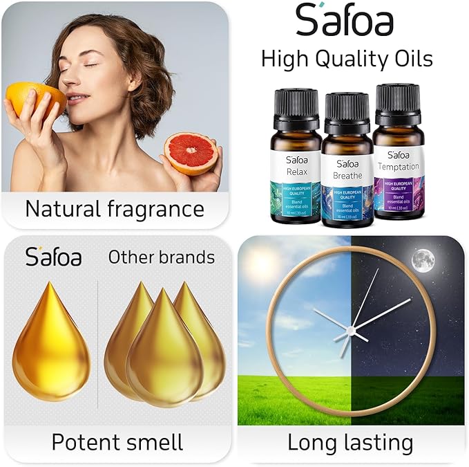 Top 6 Essential Oils Blends Set for Diffusers - Aromatherapy Oils Scents for Home & Office, Perfect for Tension Relief, Relaxation, Breath and Good Dreams Mood Boost Wellness Essential Oil Kit for SPA