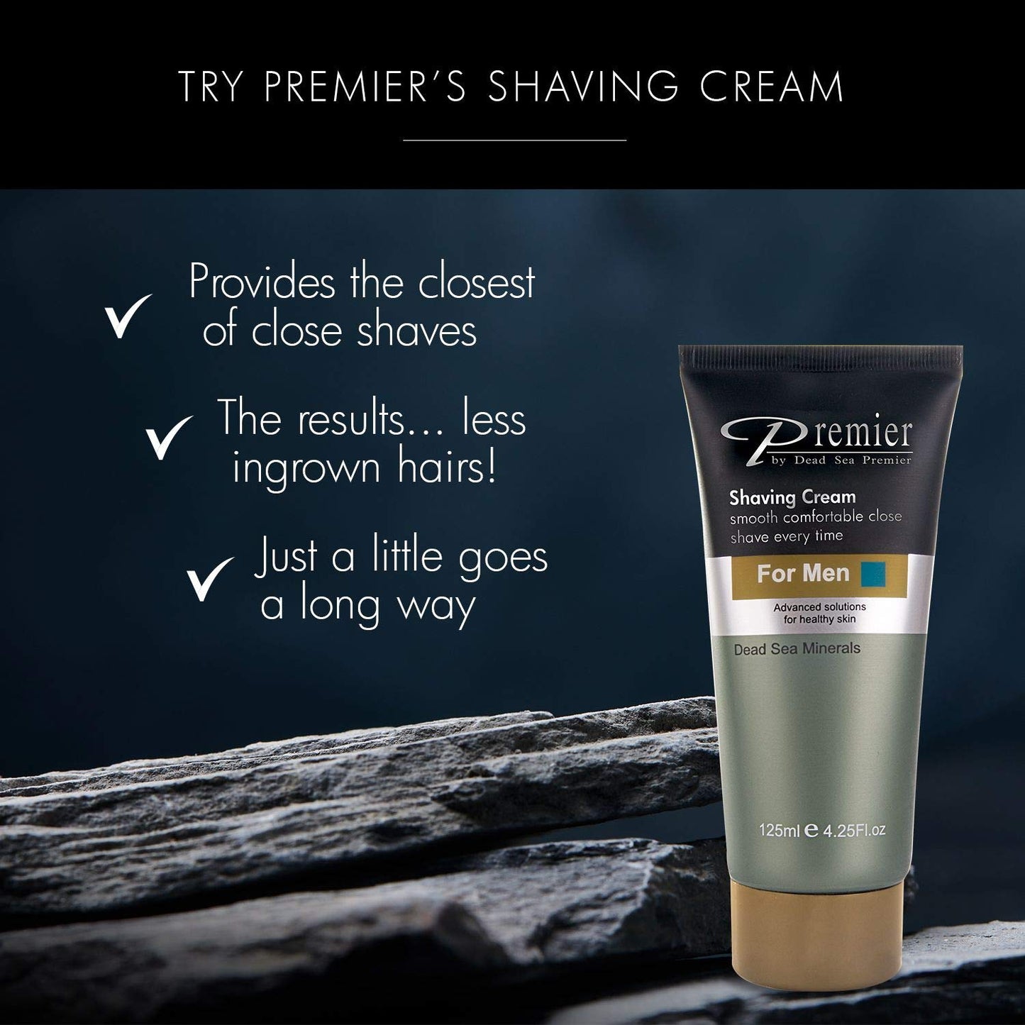 Premier Dead Sea Men's Skincare Gift Set, 3-Pack: Nourishing Cream, Shaving Cream, Facial Cleanser for Men, Sensitive Skin, Anti-Wrinkle, Daily Use