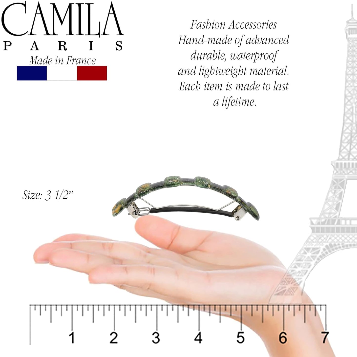 Camila Paris CP3298 French Hair Barrette Clip for Girls for Thick Curly Wavy Long Hair, Strong Hold Grip Hair Clips for Women, Automatic, No Slip Durable Styling Girls Hair Accessories, Made in France