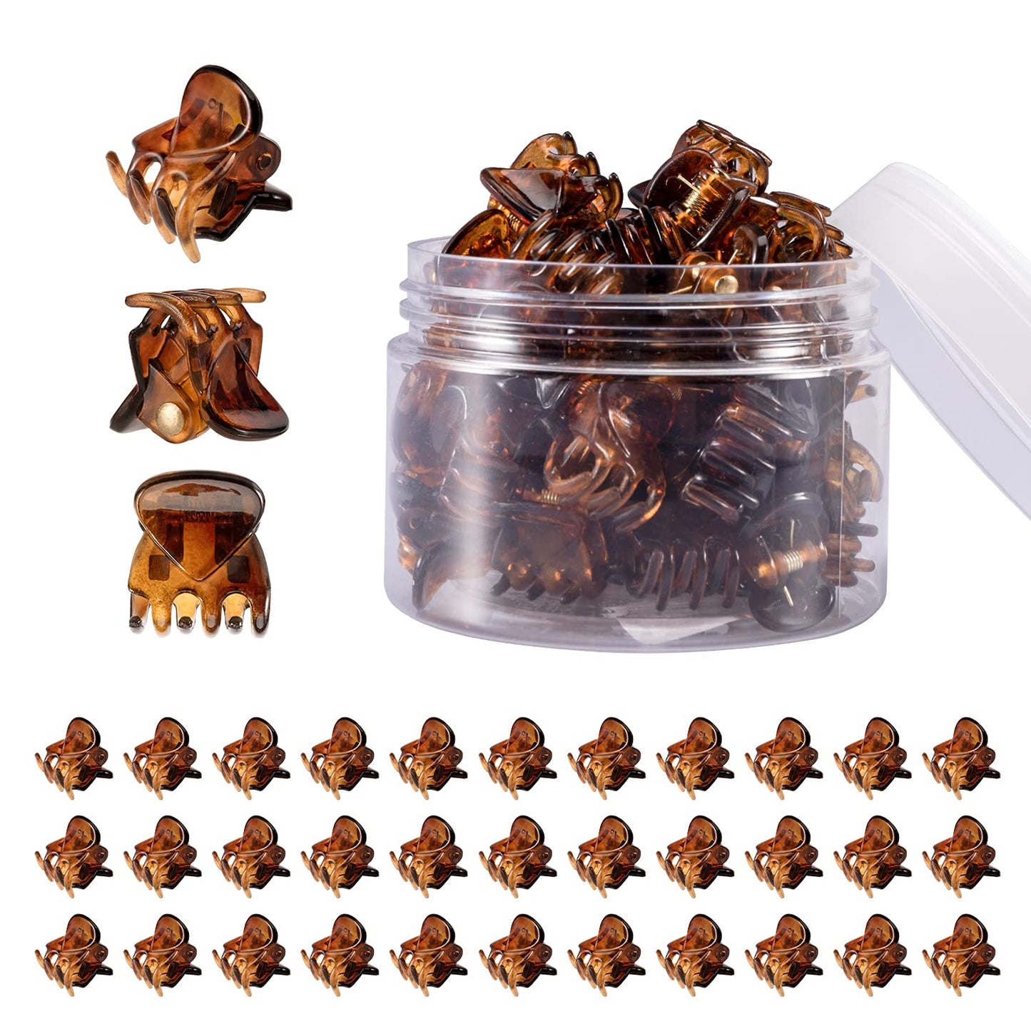 YOHAMA 36 PCS Brown Mini Hair Claw Clips Great for Design Kids and Adult Hairstyles Decoration Buns, Pining Bangs Strong Grip Multifunction Clamp Clips.