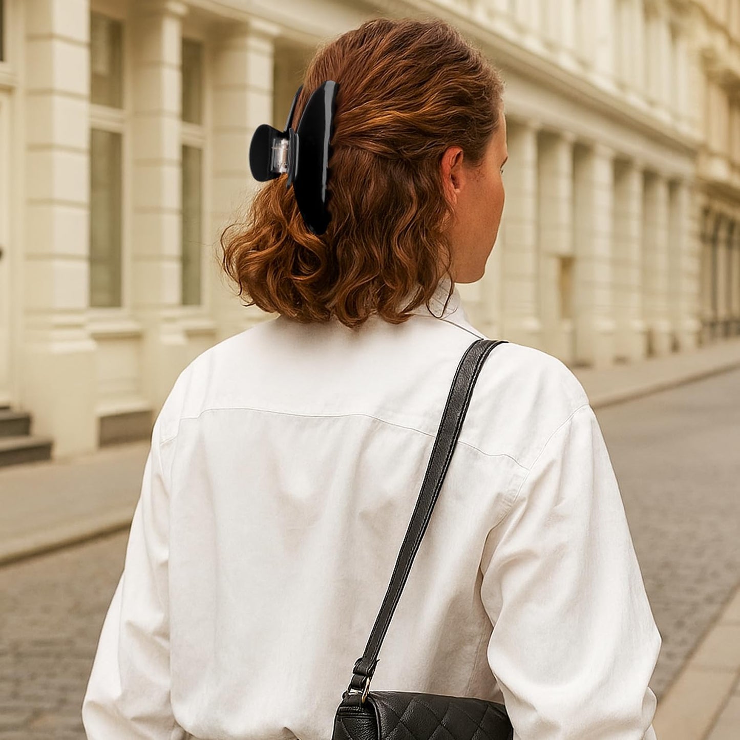 MAORULU Cute Claw Clip for Women – 4'' Large Acetate Hair Clips for Thick Thin Curly Long Hair, Durable Hair Clamps Non-slip Jaw Clip, Strong Hold, Stylish French Design (Solid Black)