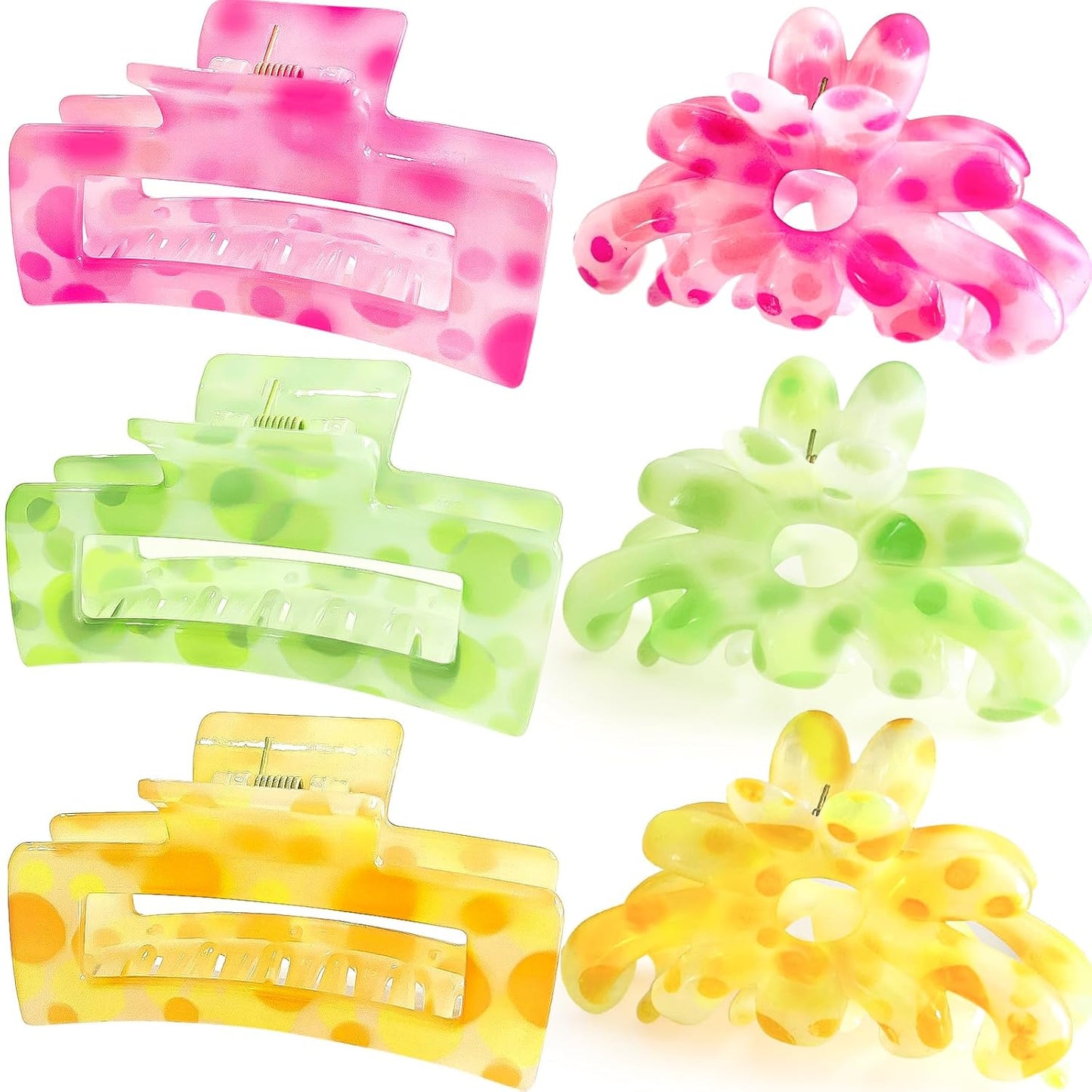 Hair Clips for Women,6PCS Big Flower Claw Clips for Thick Thin Hair,Strong Hold Cute Hair Accessories for Girls,Nonslip Beach Vacation Essentials Summer Accessories (neon)