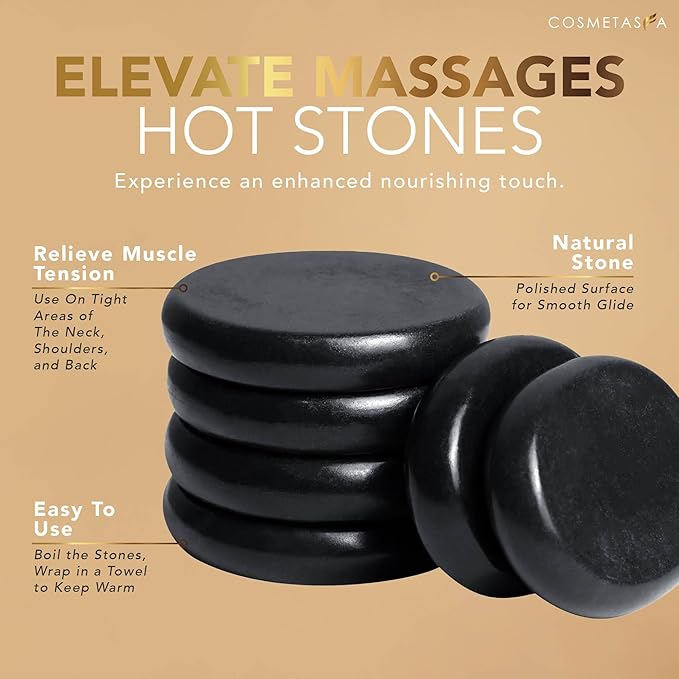 Natural Massage Oil with Hot Stones - No Stain 100% Natural Blend of Spa Quality Oils (Lavender)