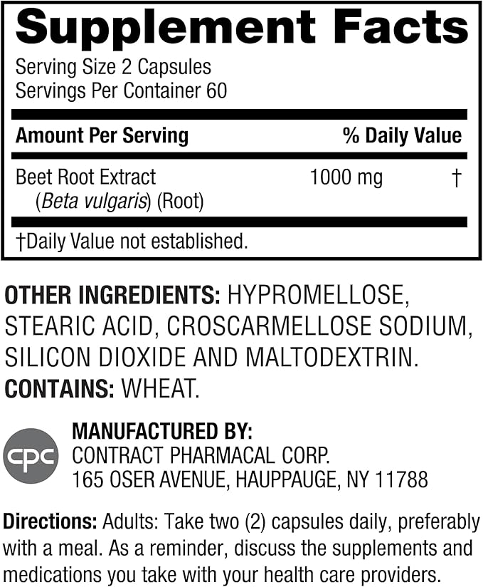 Earth's Splendor Essential Beets Dietary Supplement - Premium Beet Root Extract for Heart Health, Enhances Athletic Performance, 2-Month Supply, Vegan & Allergen-Free