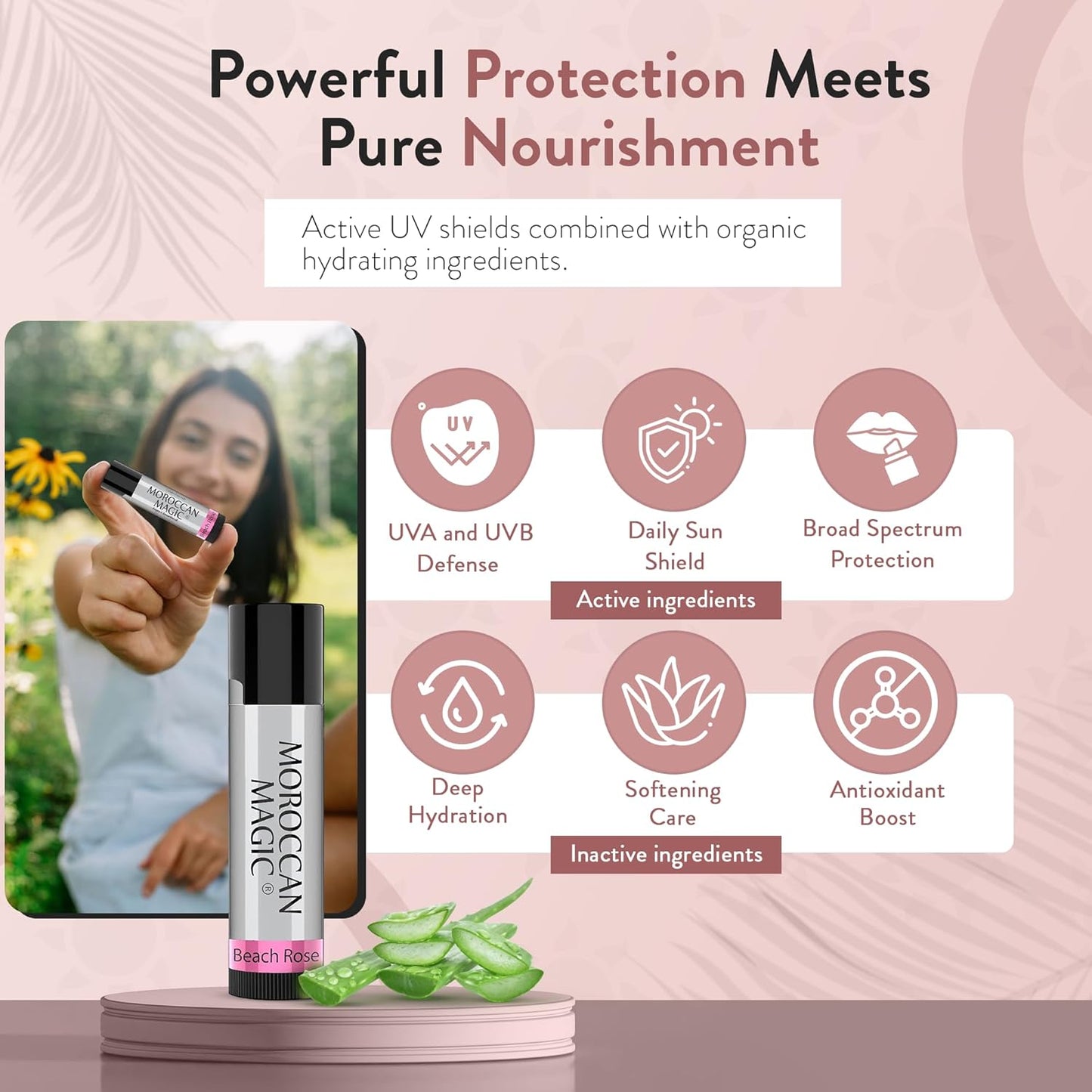 Moroccan Magic Coconut Almond SPF 15 Lip Balm | Argan Oil & Essential Oils | Family Owned | Cruelty Free | 2 Pack