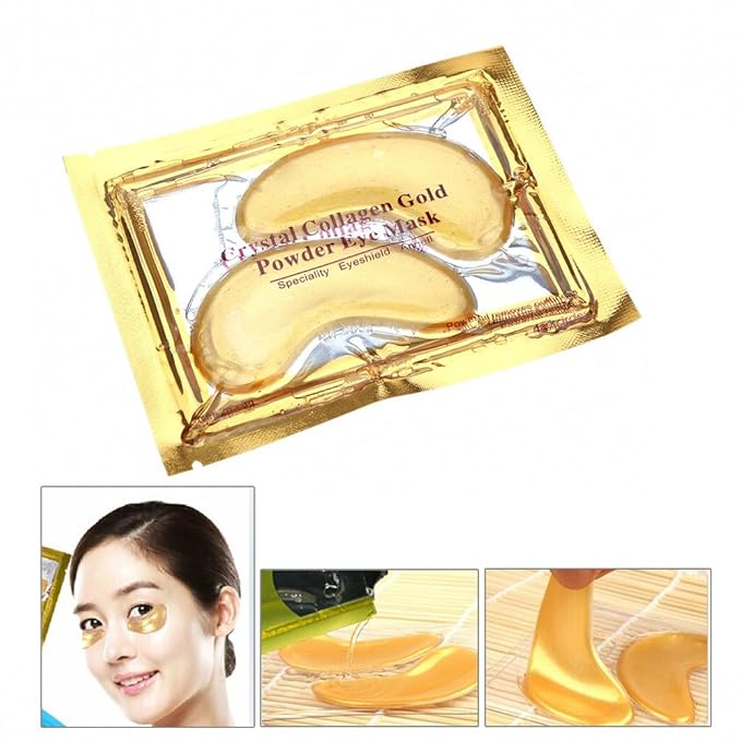 30 Pairs 24K Gold Eye Mask Powder Crystal Gel Collagen Natural Eye Pads For Anti-Aging & Moisturizing Reducing Dark Circles, Puffiness, Wrinkles