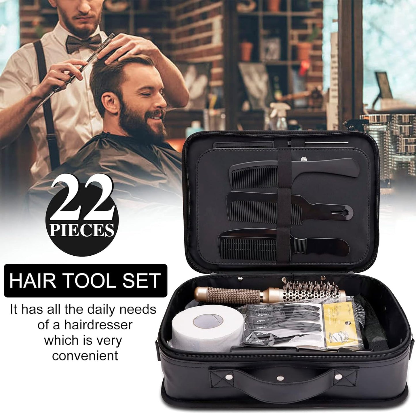 Hair Cutting Scissors Shears Kits, 29 pcs Professional Haircut Scissors Set for Barber, Salon, Home, Complete Hair Cutting Kit Includes Barber Bag, Thinning Scissors, Combs, Barber Cape...