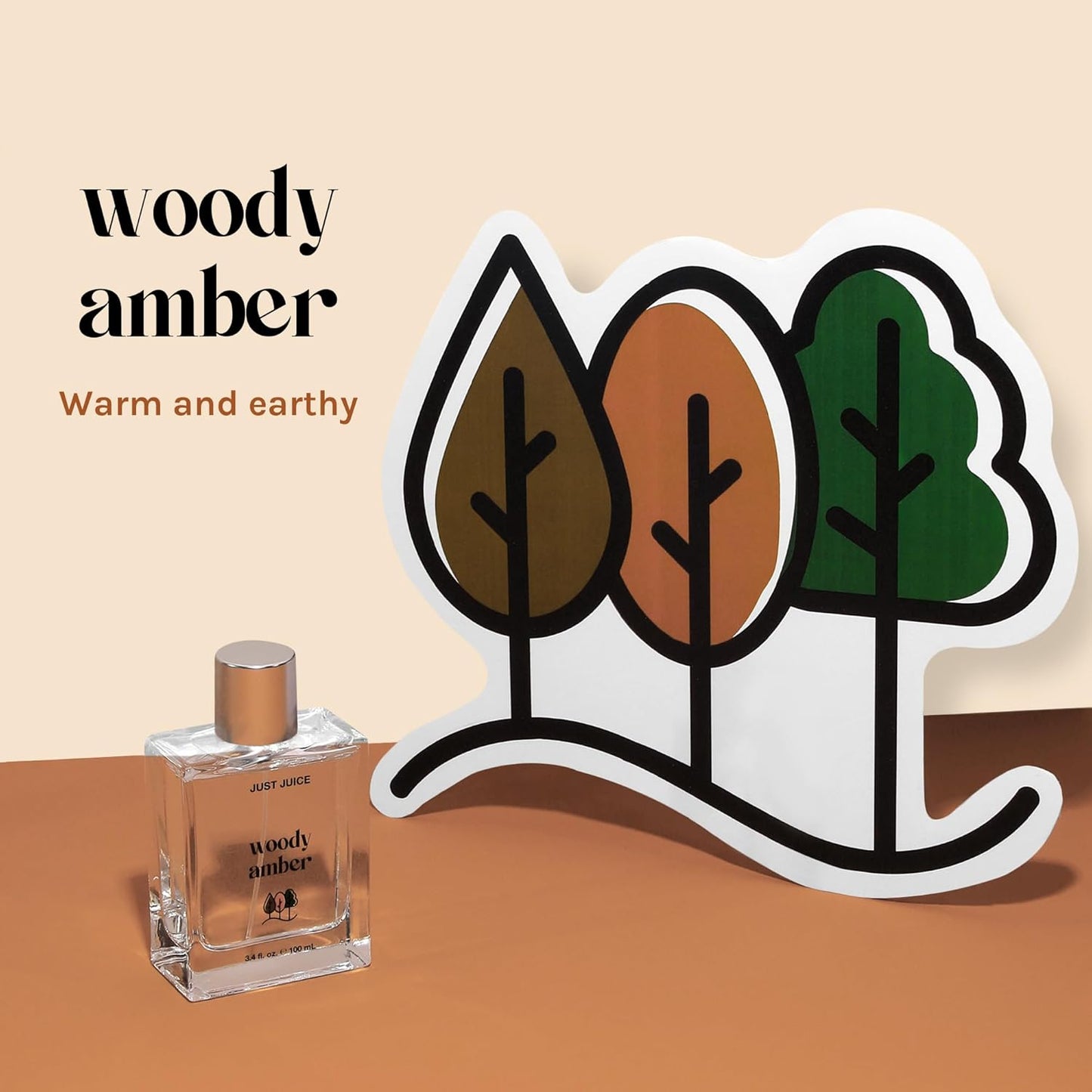 Just Juice Woody Amber - Mini Travel Perfume for Women and Men - Vanilla Perfume with Clove, Tonka Bean, Bonfire Smoke Notes - 0.33 oz