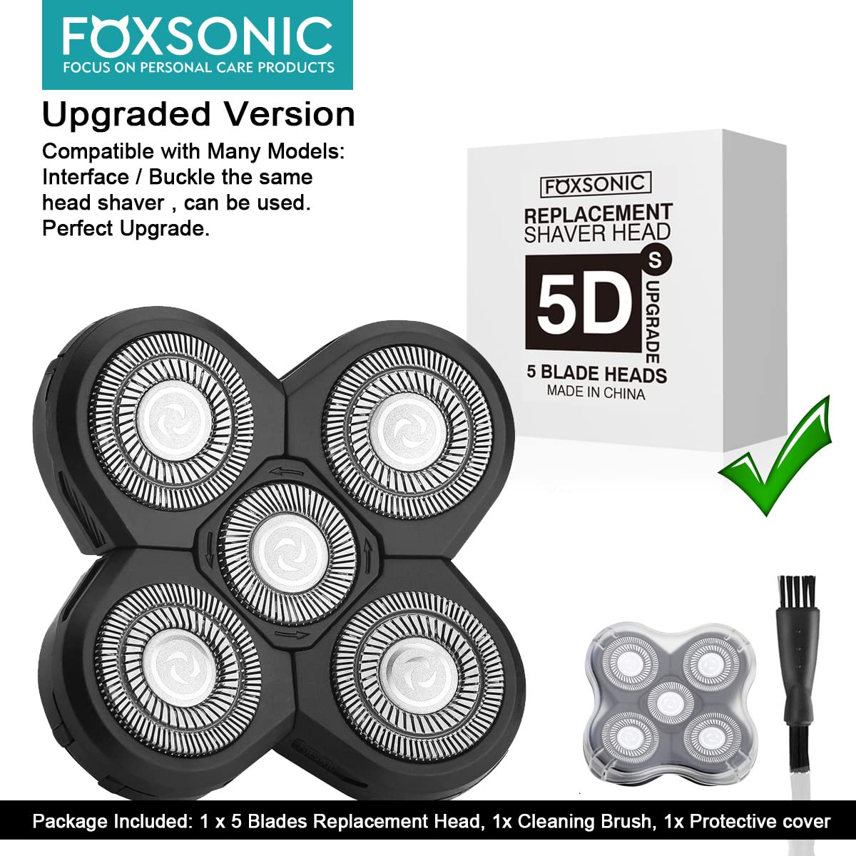 Upgraded 5 Blades Shaver for Head shaver, 5D Men's Electric Shaver Replacement Heads for Many Main Brands Bald Men Head Shaver Blades