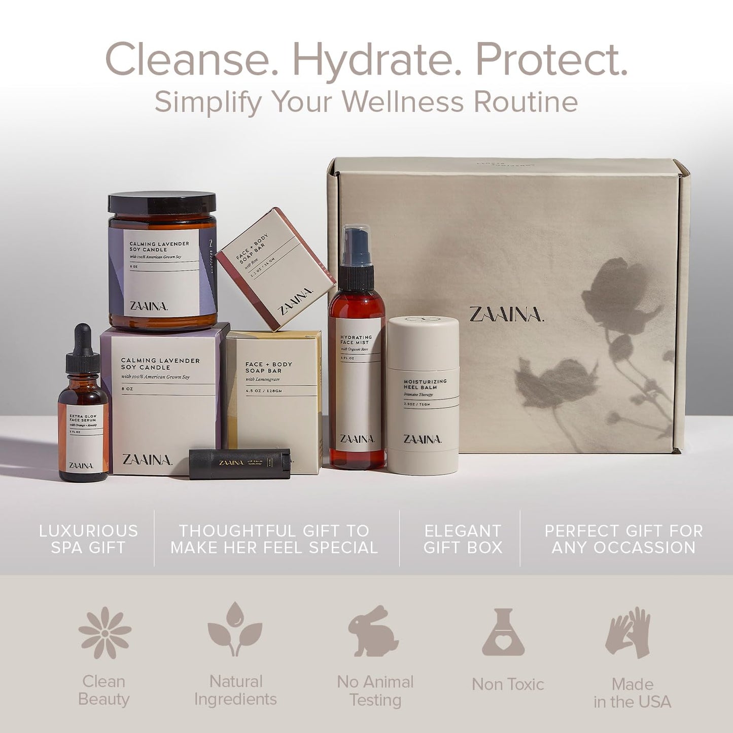 Birthday Gift Set for Women - Bath and Body Gift Set for Her, Relaxing Spa Kit Package, Self Care Gift Basket for Mom, Wife Friend Sister by ZAAINA (PREMIUM Birthday Spa Set w/ Candle)