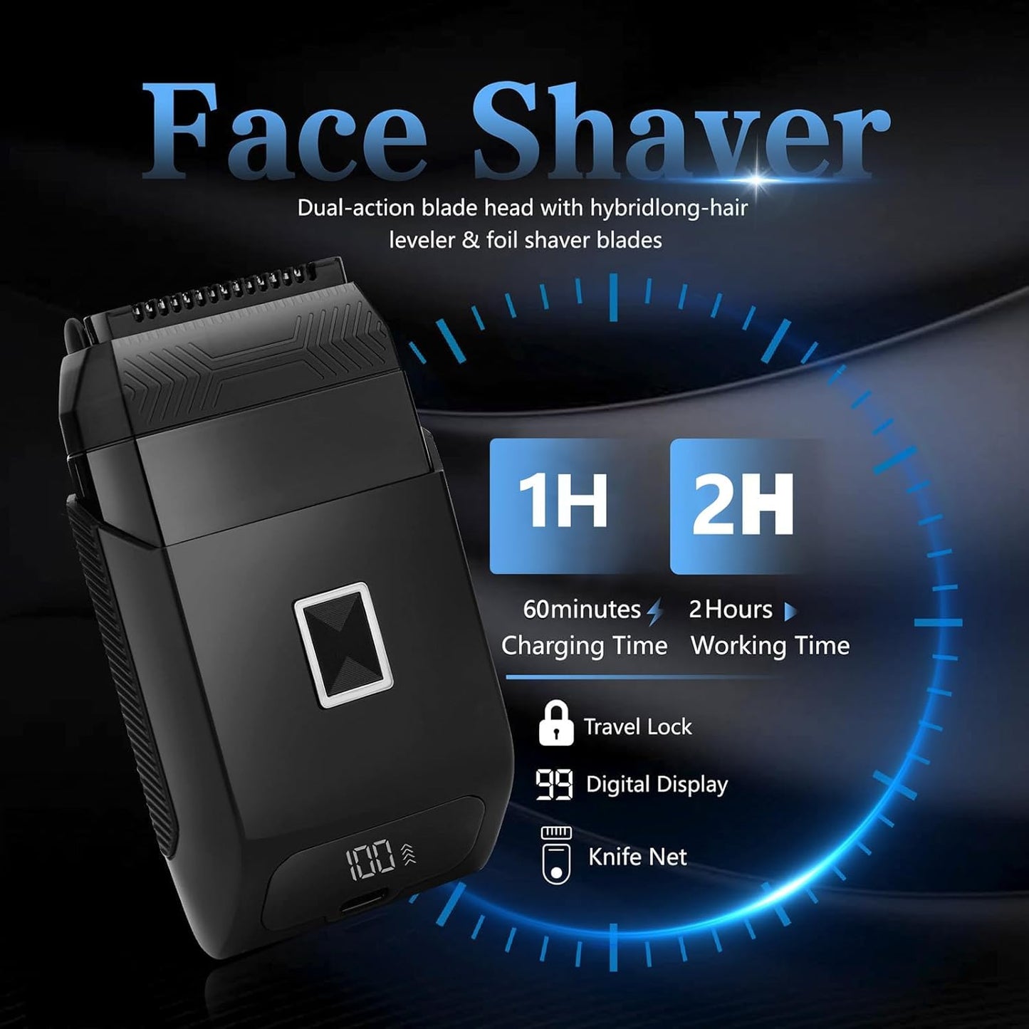 Soonsell Manscape Beard Trimmer for Men,IPX7 Waterproof 4 in 1 Men's Grooming Kit,Ball Shaver,Nose Hair Clippers,Electric Razor,Hair Clippers for Men,LED Display,Wet/Dry Trimmer