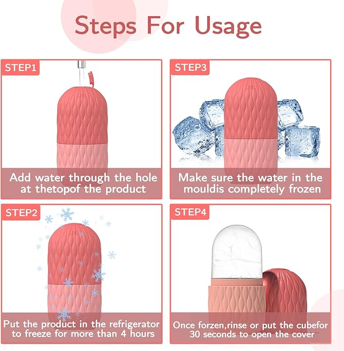 Ice Roller for Face, Ice Cube Facial Roller Massager, Reusable Silicone Face/Neck Ice Mold for Naturally Skin Care, De-Puff Eye Bags, Reduce Migraine Pain