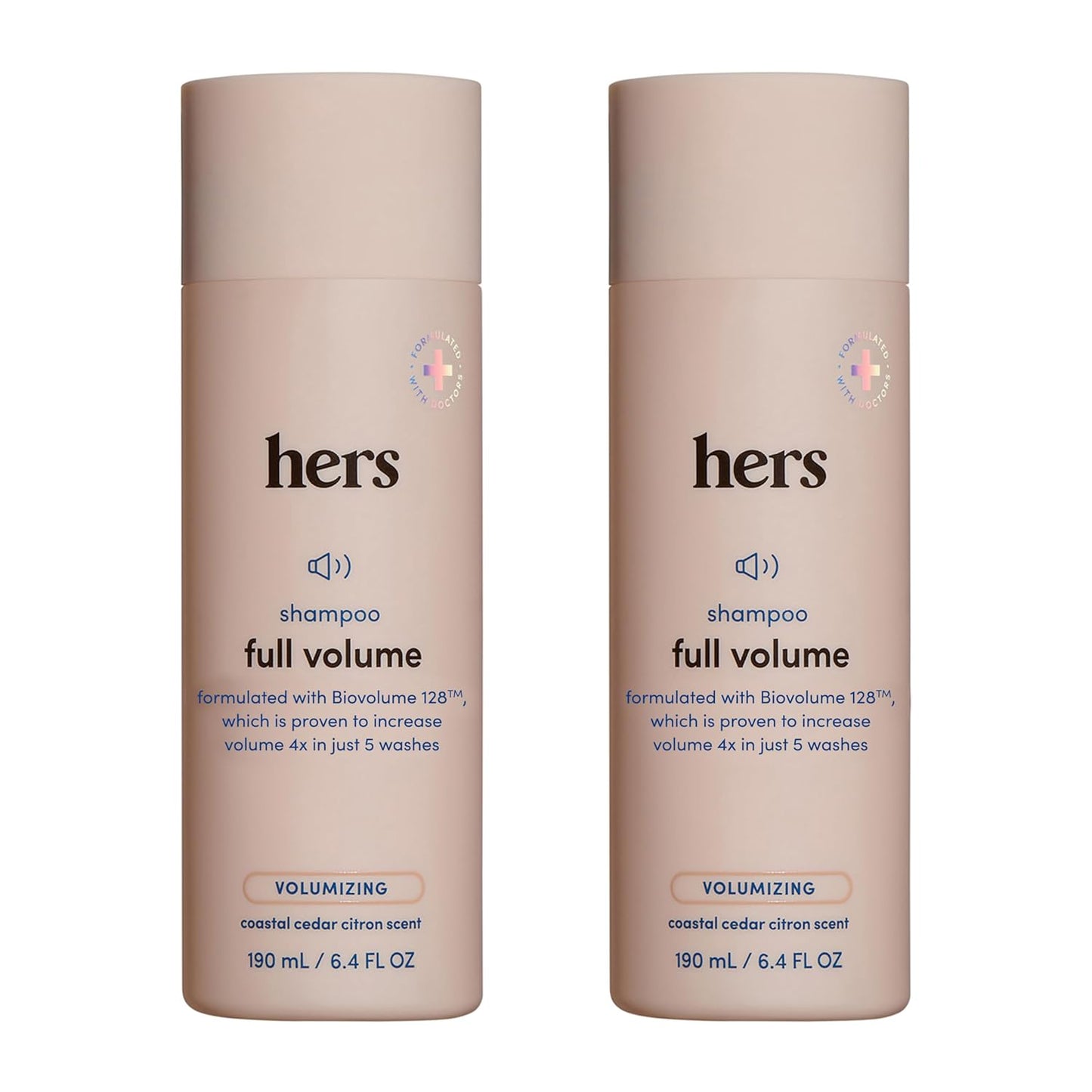 hers Full Volume Shampoo, 2 Pack - Volumizing Shampoo for Women with Biotin - Adds Lightweight Volume, Shine & Bounce - Coastal Cedar Citron - 2 x 6.4 fl oz