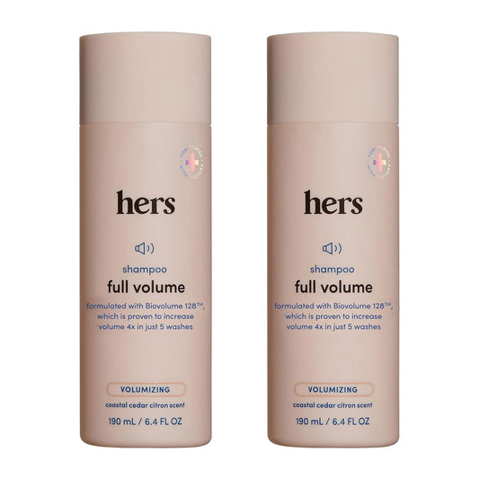 hers Full Volume Shampoo, 2 Pack - Volumizing Shampoo for Women with Biotin - Adds Lightweight Volume, Shine & Bounce - Coastal Cedar Citron - 2 x 6.4 fl oz