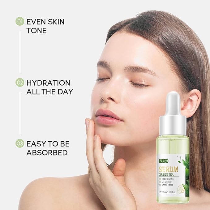 Green Tea Skincare Set, Organic Skin Care Kits Gift Set for Women/Girls, Facial Skincare Routine Kit with Cleanser, Toner, Serum, Cream, Lotion, Eye Cream, Hydrated Skincare Starter Beauty Gift Set