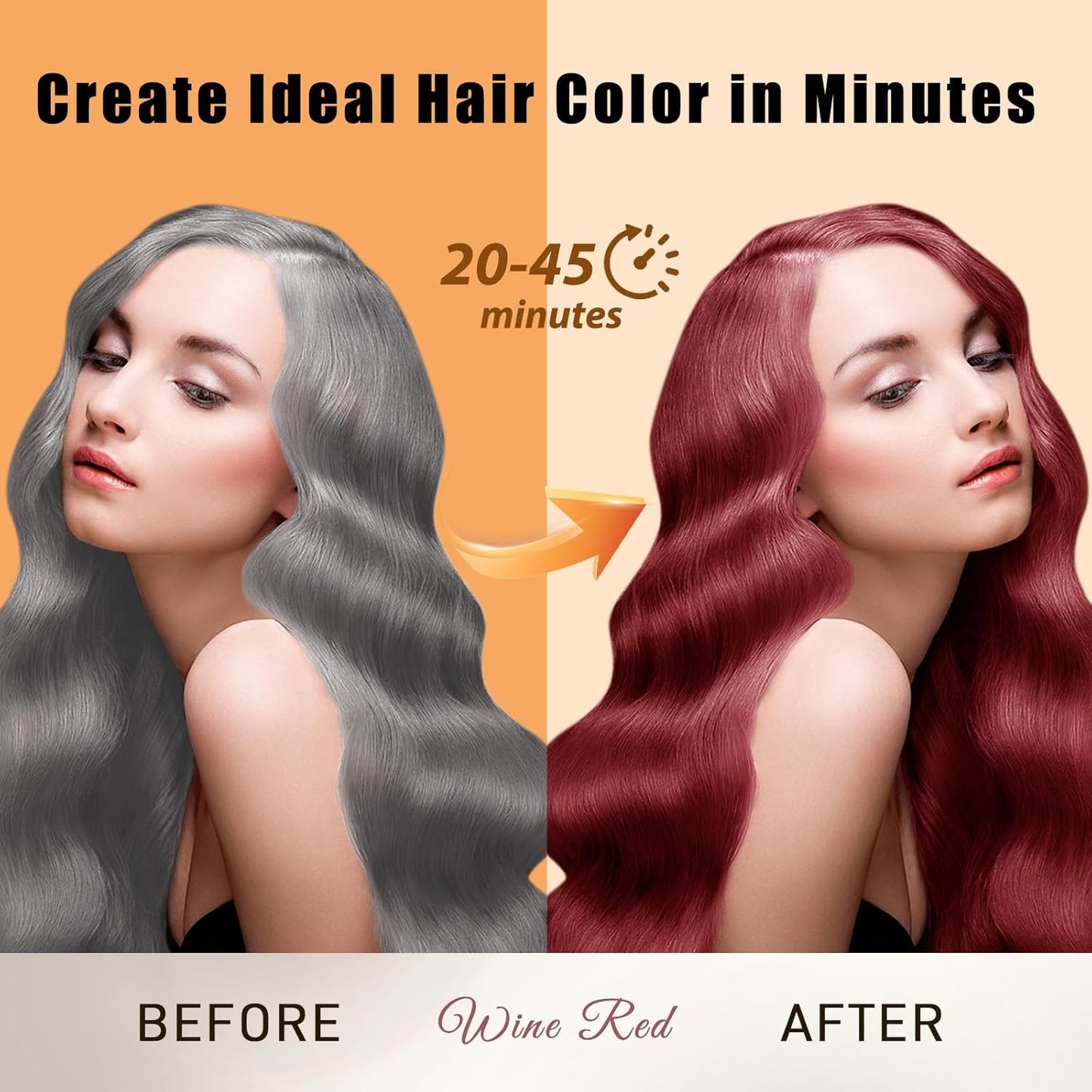 Hair Dye Shampoo 3 in 1, Long-Lasting Hair Color Shampoo with Herbal Ingredients, Instant Magic Hair Dye, Easy Application Shampoo Para Canas for Women Men 16.9 Fl Oz (Wine Red)