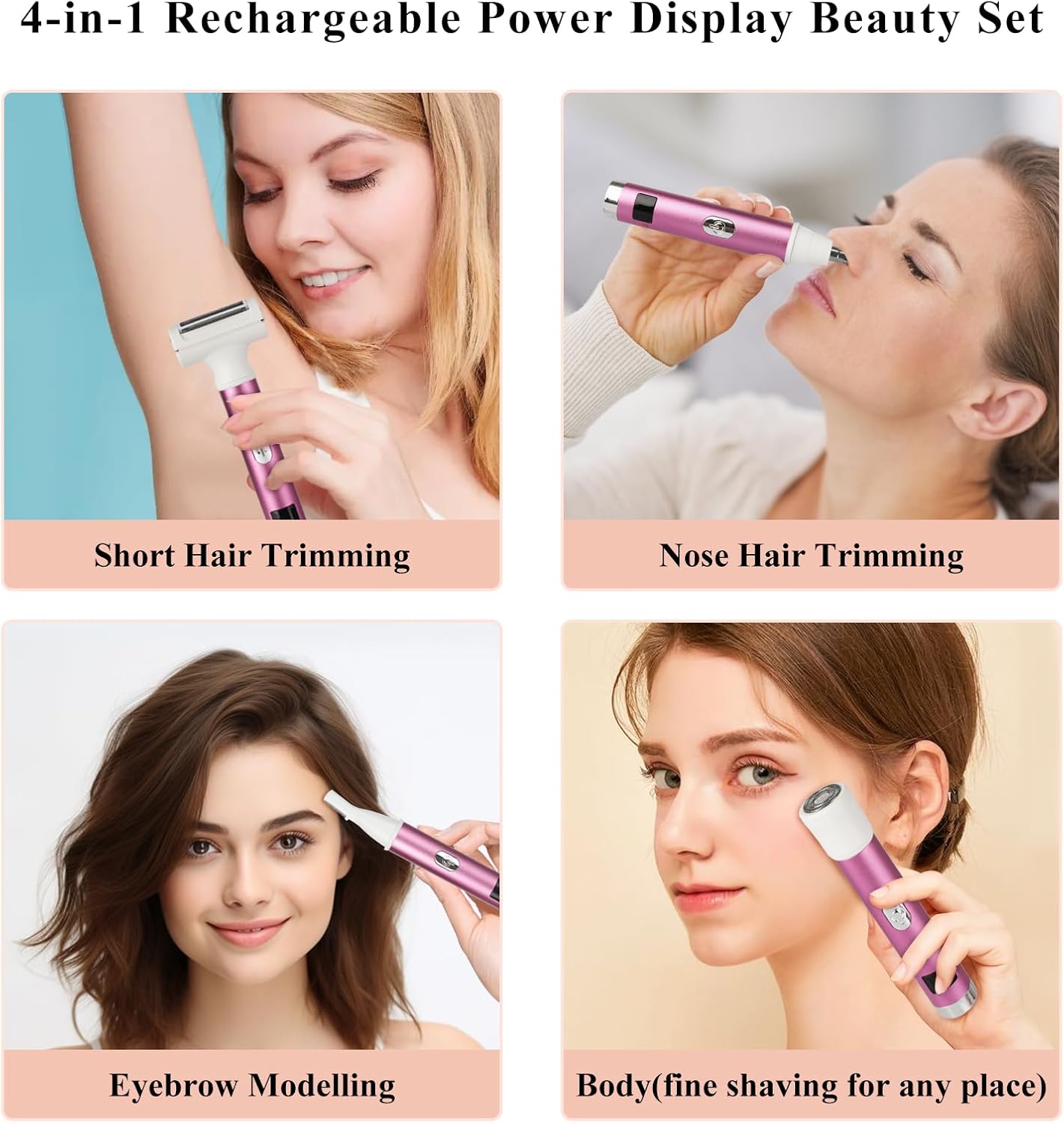 2025 Led Display Electric Razor,Beauty Women's Wet & Dry Electric Shaver, Painless 4 in 1 Painless Body Razors,Cordless 3-Blade Ladies Shaver for Legs, Arm, Underarms, Bikini (Purple)