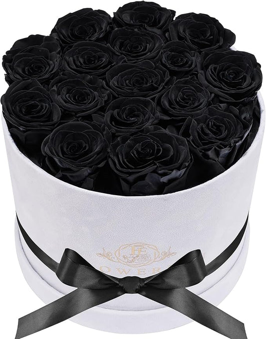 17 Flowers in a Luxury Suede Box, Birthday Gifts for Women, Preserved Flowers, Mothers Day Roses Gift for Mom, Black