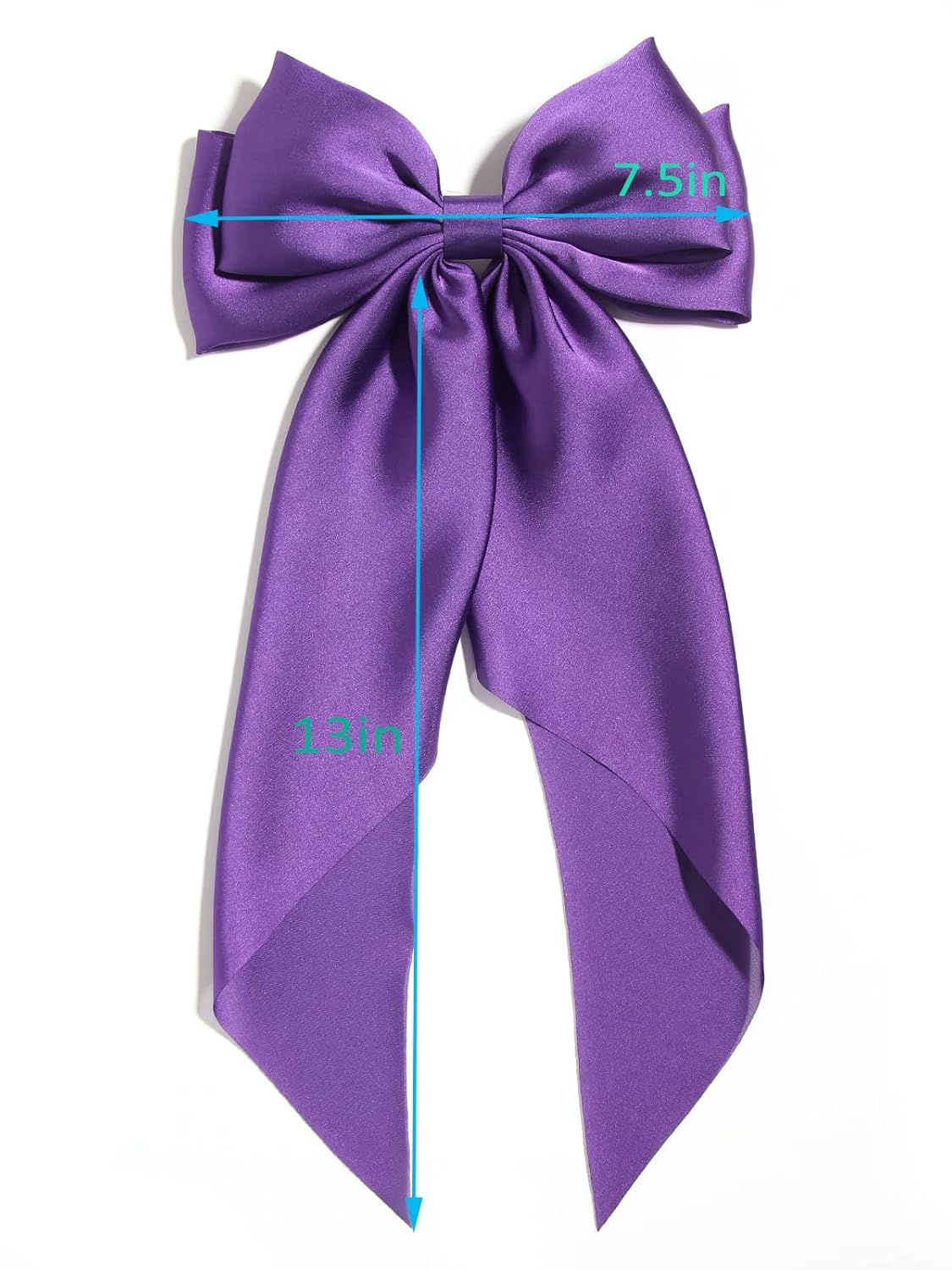 Satin Bow Hair Clips for Women,Big Bow Hair Slides Metal Clips Long Ribbon Hairpin Girls Barrettes Party Half-Updo Ponytail Accessories (2pcs Purple)