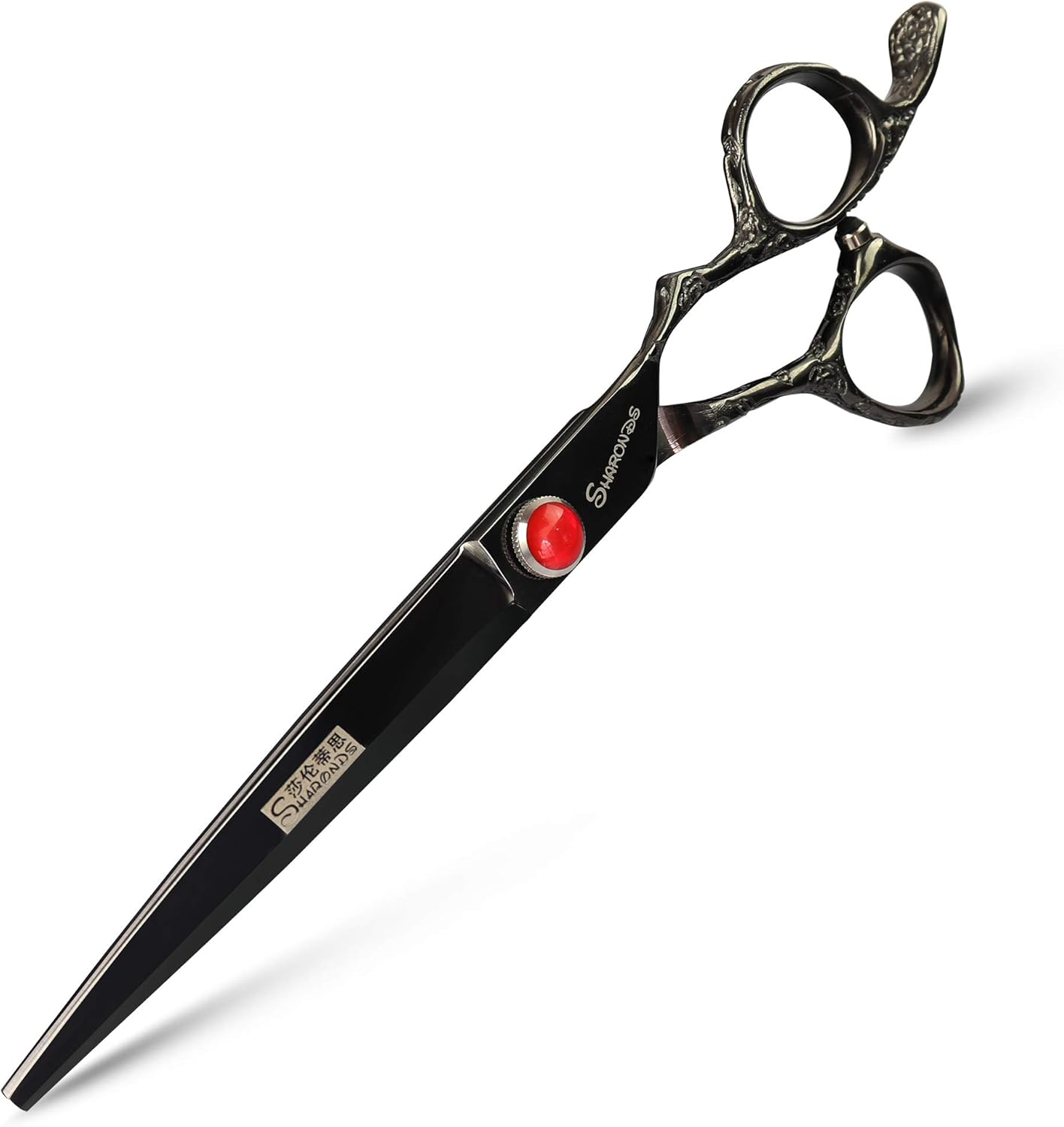 6/7/8-Inch Professional Hair Scissors Haircut Rose Pattern Hair Scissors Styling Tools Japanese Stainless Steel Scissor Set (7-inch cutting scissors-B)