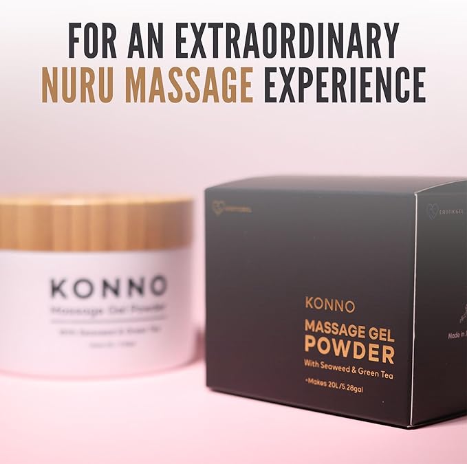 Japanese Nuru Massage Gel Powder 200g | Formulated with Natural Seaweed & Green Tea | Made in Japan | Paraben, & Glycerine Free | Fragrance-Free | Makes 5.28 gal/ 20L | Vegan | Konno