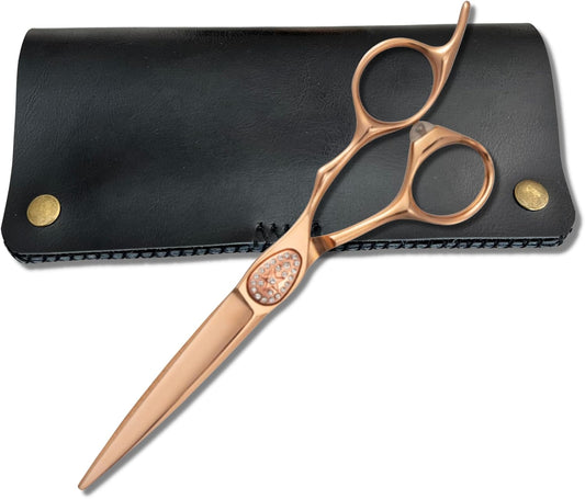 Saki Shears Ikigai Rose Gold Hairdresser Cutting Shears - 6" Inch Hair Scissors - For Students and Professional Use - Super Sharp and Durable - Rose Gold Titanium Finish