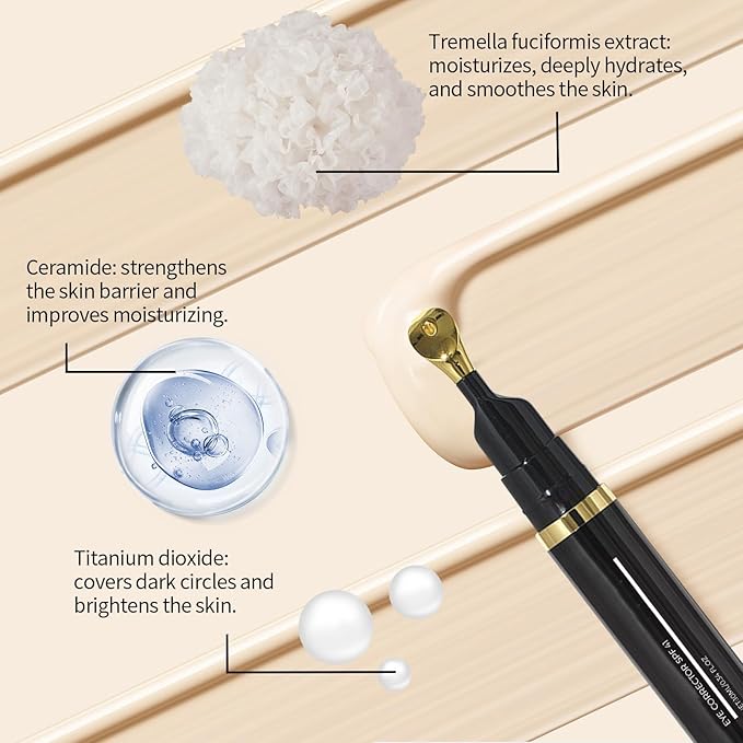 Luminous Eye Corrector Spf 41, 2pcs Dermatology Luminous Under Eye, Under Eye Concealer for Dark Circles, Anti-Aging Wrinkles Eye Cream, Hydrating Tinted Cream for All Type Skin-Ivory (4)