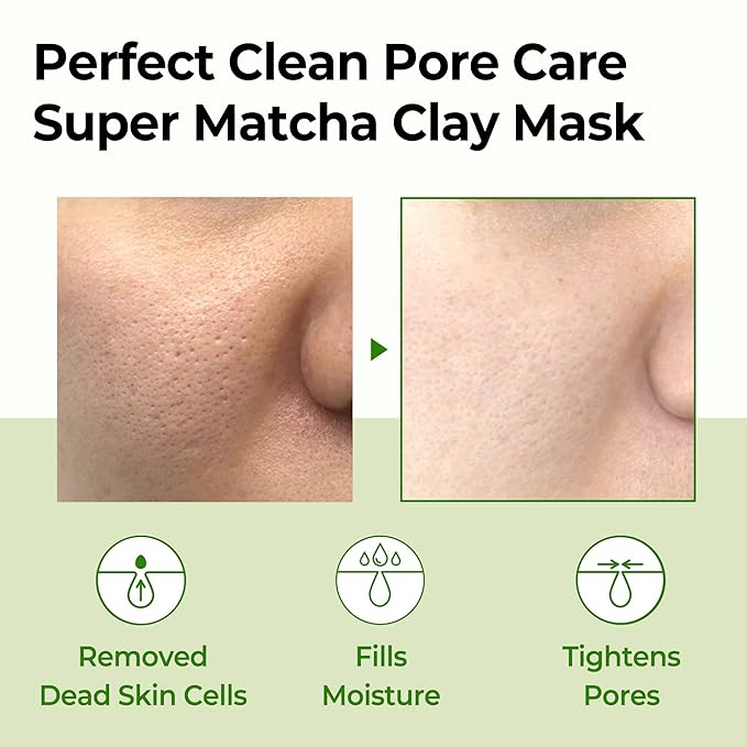 SOME BY MI Super Matcha Pore Clean Clay Mask - 3.52Oz, 100g - Made from Match Water for Sensitive Skin - Skin Moisturizing Effect with Sebum and Pore Care - Korean Skin Care