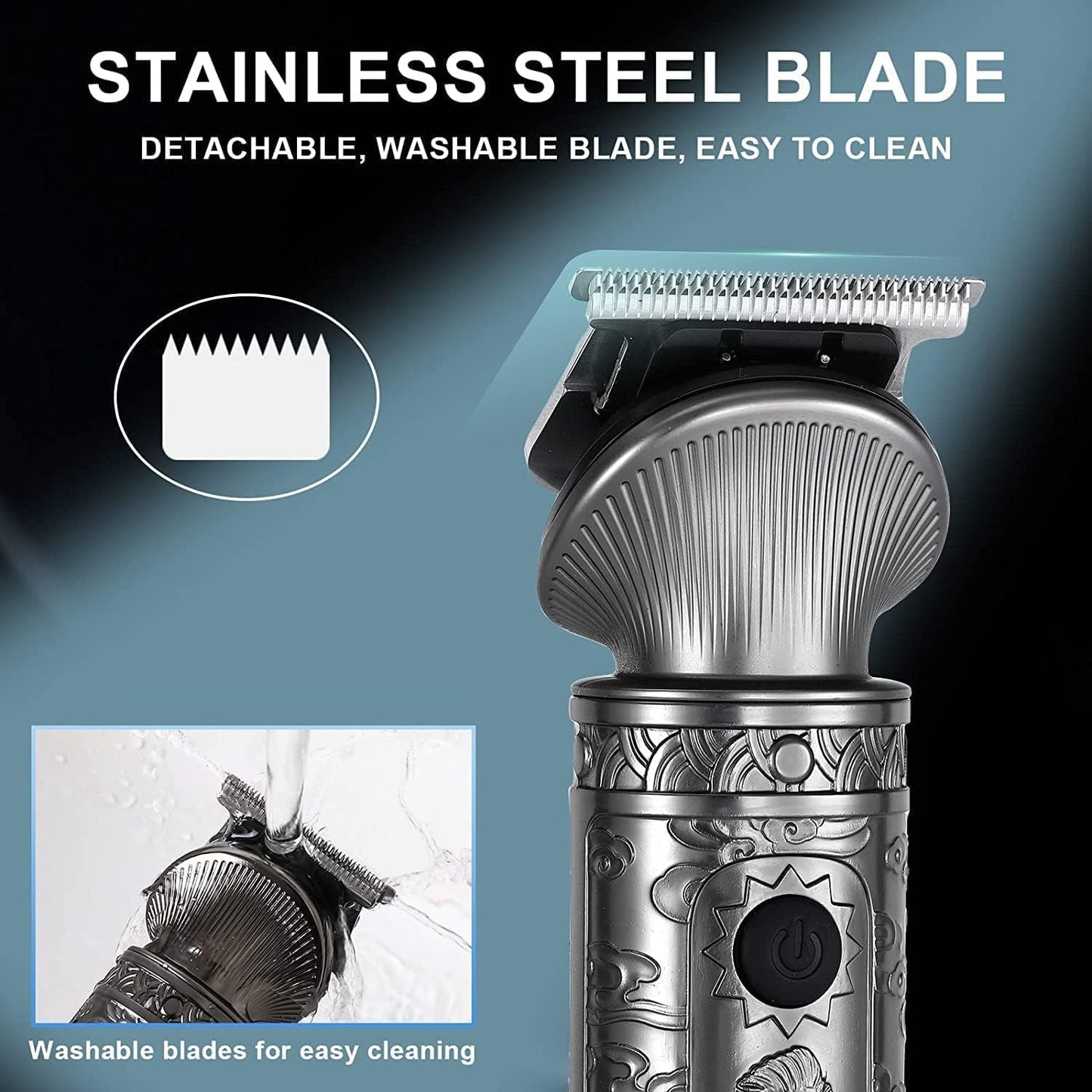 Hatteker Beard Trimmer Kit for Men Professional Hair Clipper T-Blade Beard Hair Shaver Nose Trimmer Hair Cutting Kit Body Grooming Kit Cordless 6 in 1