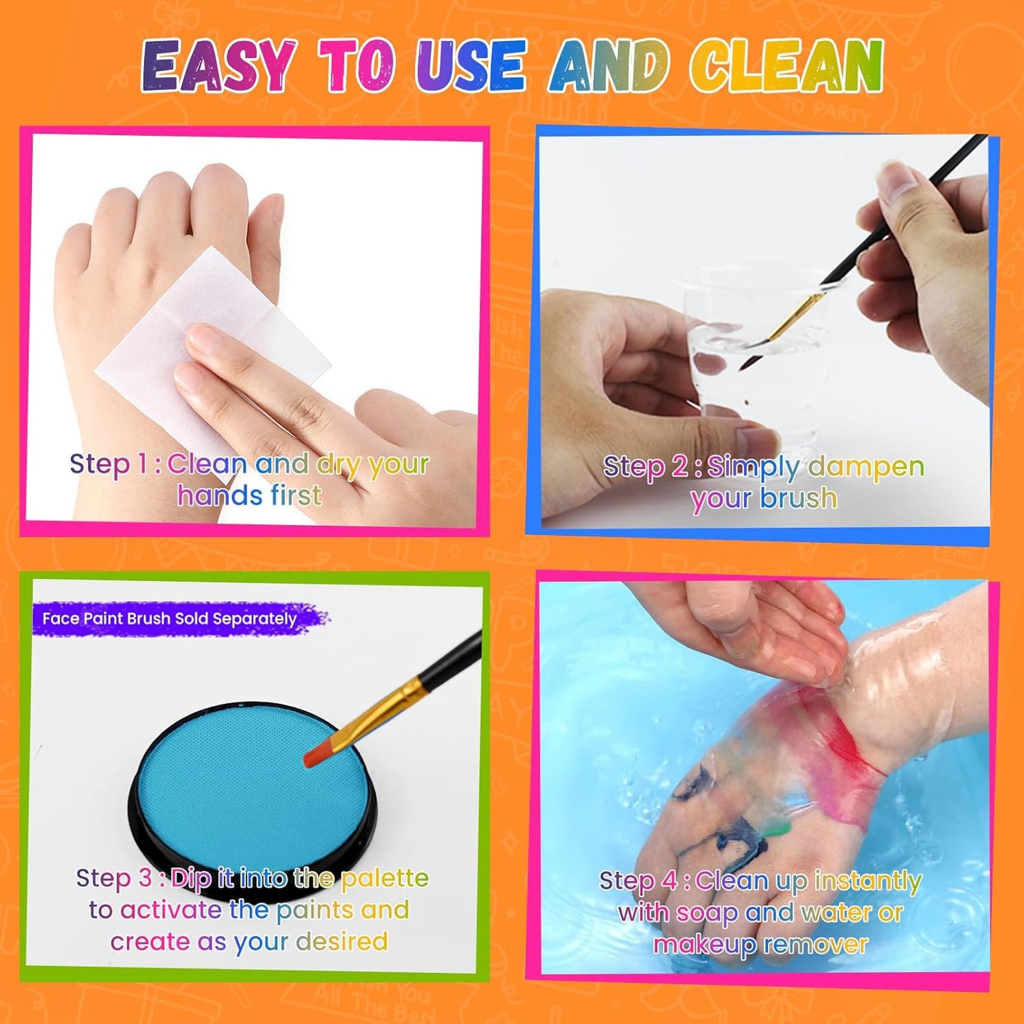 Light Blue Face Paint, Water Based Facepaint, Non Toxic Light Blue Body Paint, High Pigment Face Painting for Halloween, Easter, Costume, Themed Parties, Cosplay 1.06 Oz.