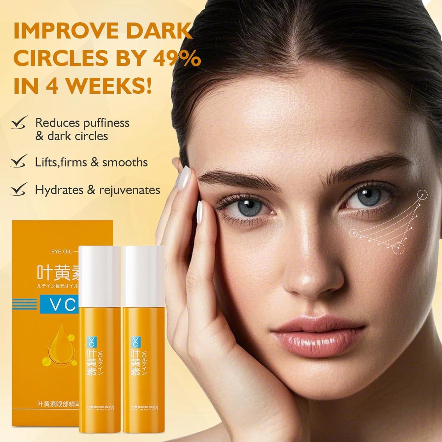 Vc Anti-Wrinkle Eye Serum Oil with Lutein - Hydrating Eye Treatment Oil to Help Improve the Appearance of Dark Circles and Fine Lines (3 Pcs)