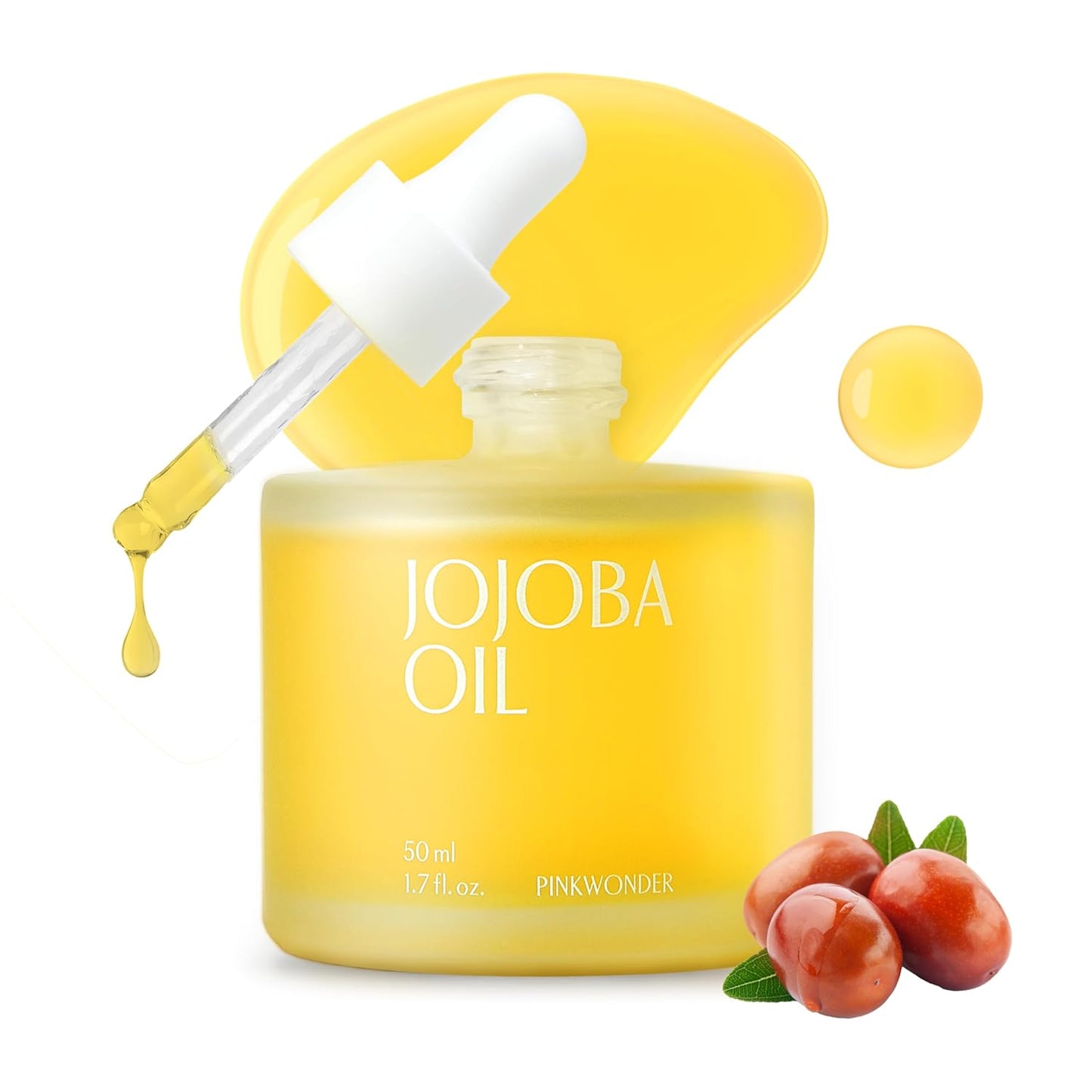 PINKWONDER USDA Organic Jojoba Oil | 100% Pure, Cold-Pressed Oil for Face & Facial Care, Gua Sha | Non-Greasy Korean Skin Care for Women 1.69oz (50ml)