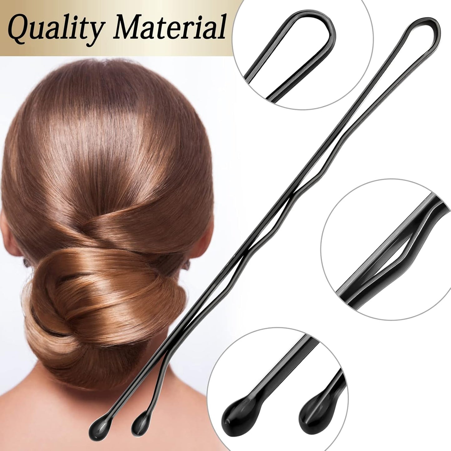 100PCS 2.4Inch Bobby Pins Black,Pain-Free Bobby Pins for All Hair Types,Brown Hair Pins for Women Girls,Hairpins for Buns with Box(Black+Brown)
