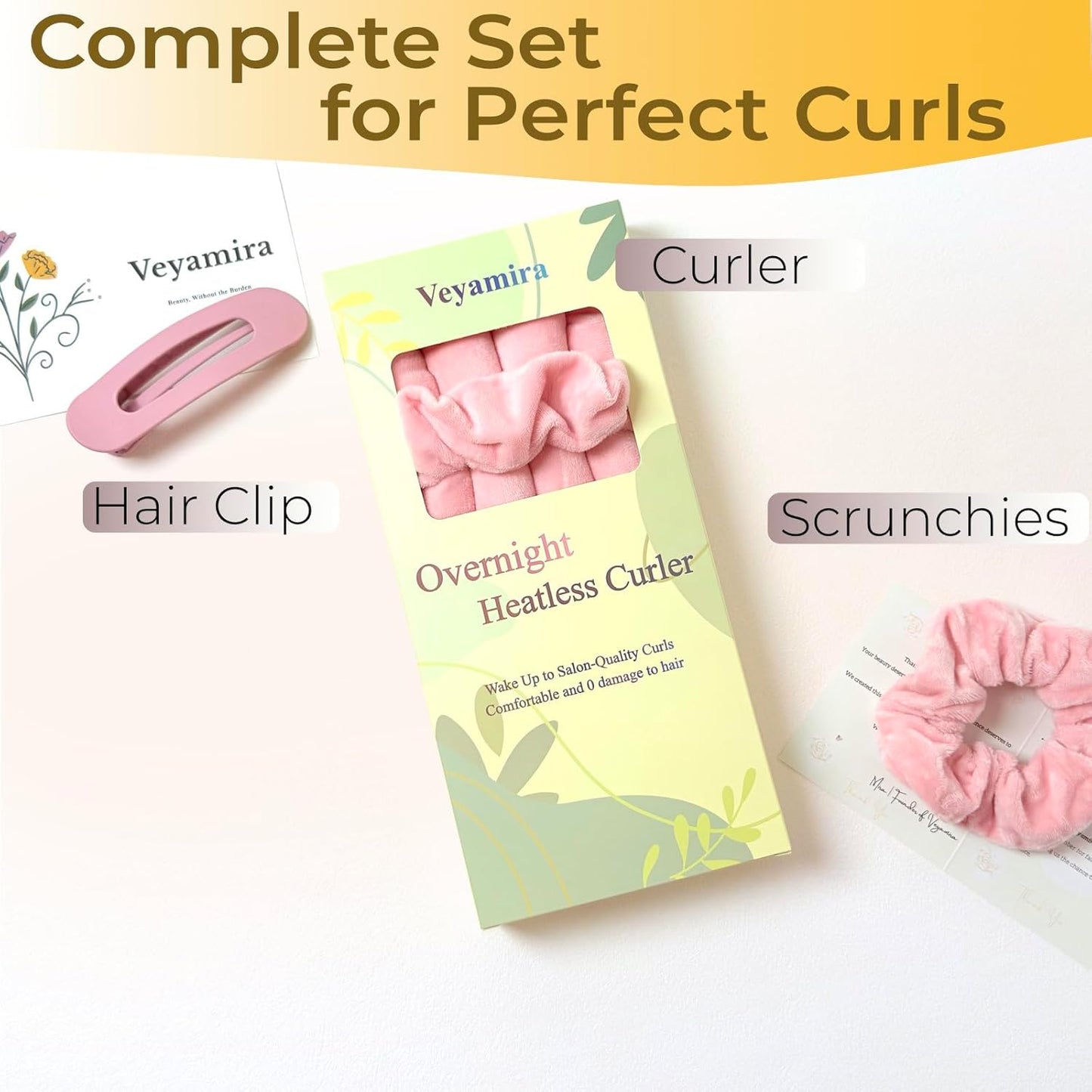 Heatless Hair Curlers to Sleep in - Heatless Curls Overnight, Heatless Hair Curlers for Long Hair, No Heat Curling Headband for Overnight Curls,Pink