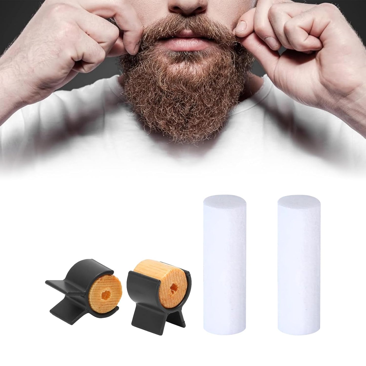 Handlebar Beard Shaping Tool, 2 Pair Portable Mustache Curler for Men, Styling Template Shaping Tool Gifts for Father Boy Husband Boyfriend (S/M)