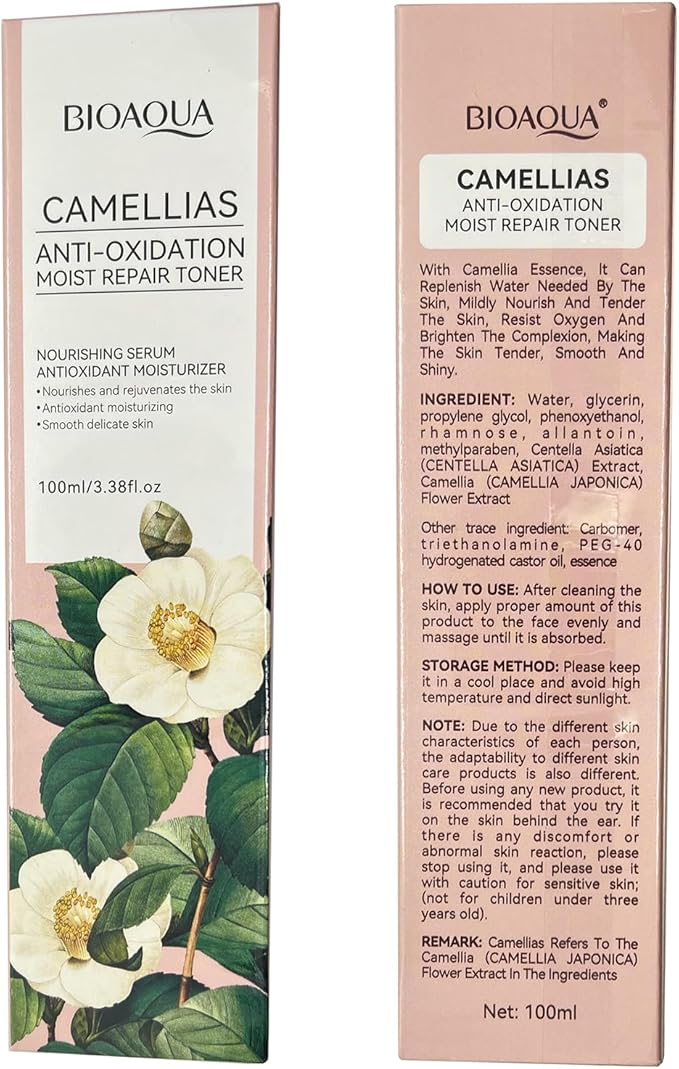 BIOAQUA Camellias Anti-Oxidation Moisturizing Repair Toner Nourishing Serum Smooth Delicate Skin Care 100ml / 3.38fl.oz