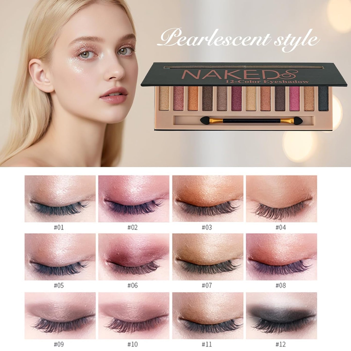 12 Colors Makeup Eyeshadow Palette*2 Pack, Natural Nude Matte & Shimmer Eye Shadow Palette and eyeshadow brush Set,Waterproof Smokey Professional Cosmetic Beauty Kit