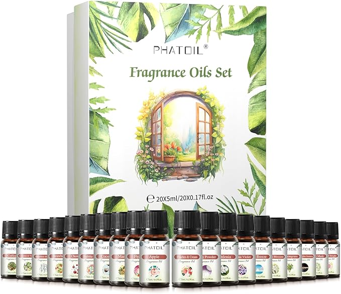 Coconut 20 Pcs Fragrance Oil Set, Premium Fragrance Oil, for Humidifier, DIY Candle & Soap Making Scent, Aromatherapy Diffuser Oils Set (5ML)