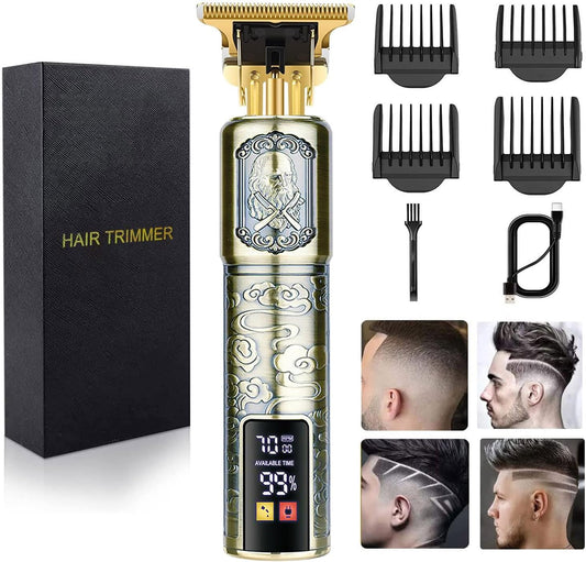 Hair Clippers for Mens Cordless Hair Trimmer T-Blade Trimmer Professional Haircut & Grooming Kit Rechargeable Clippers Hair Trimmer Shaver Cutting Kit with LCD Display (Figure-02)