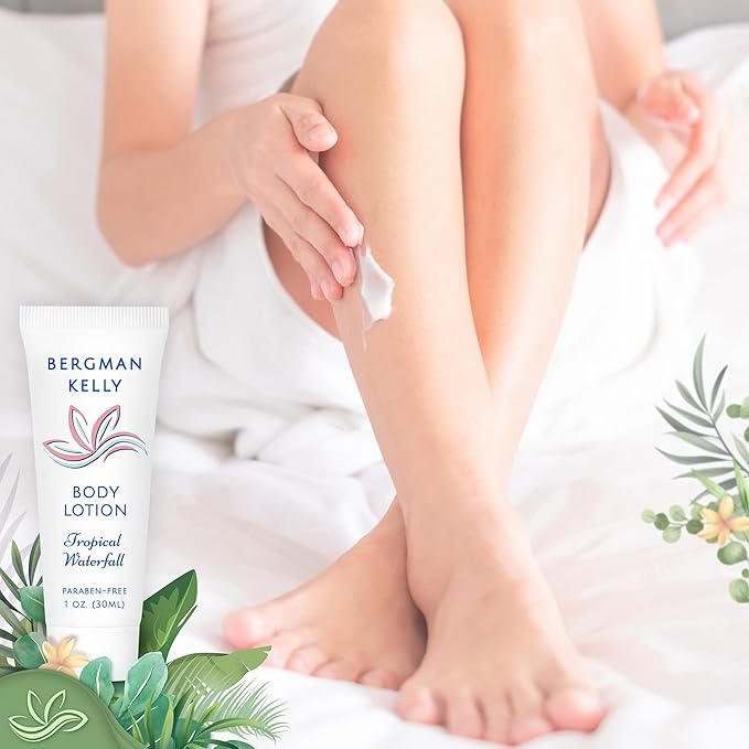 BERGMAN KELLY - Travel Size Lotion - 1 fl oz, 100 PK, Tropical Waterfall - Delight Your Guests w/Invigorating & Refreshing Body Lotion - Quality Mini & Small Size Guest Hotel Toiletries in Bulk