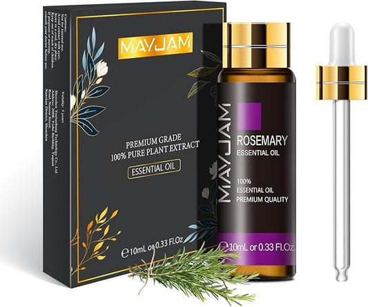 Rosemary Essential Oil 10ML, Pure Essential Oils for Massage, Diffusers, Rosemary Oil for Soap Candle Making (0.33FL.OZ Bottle)