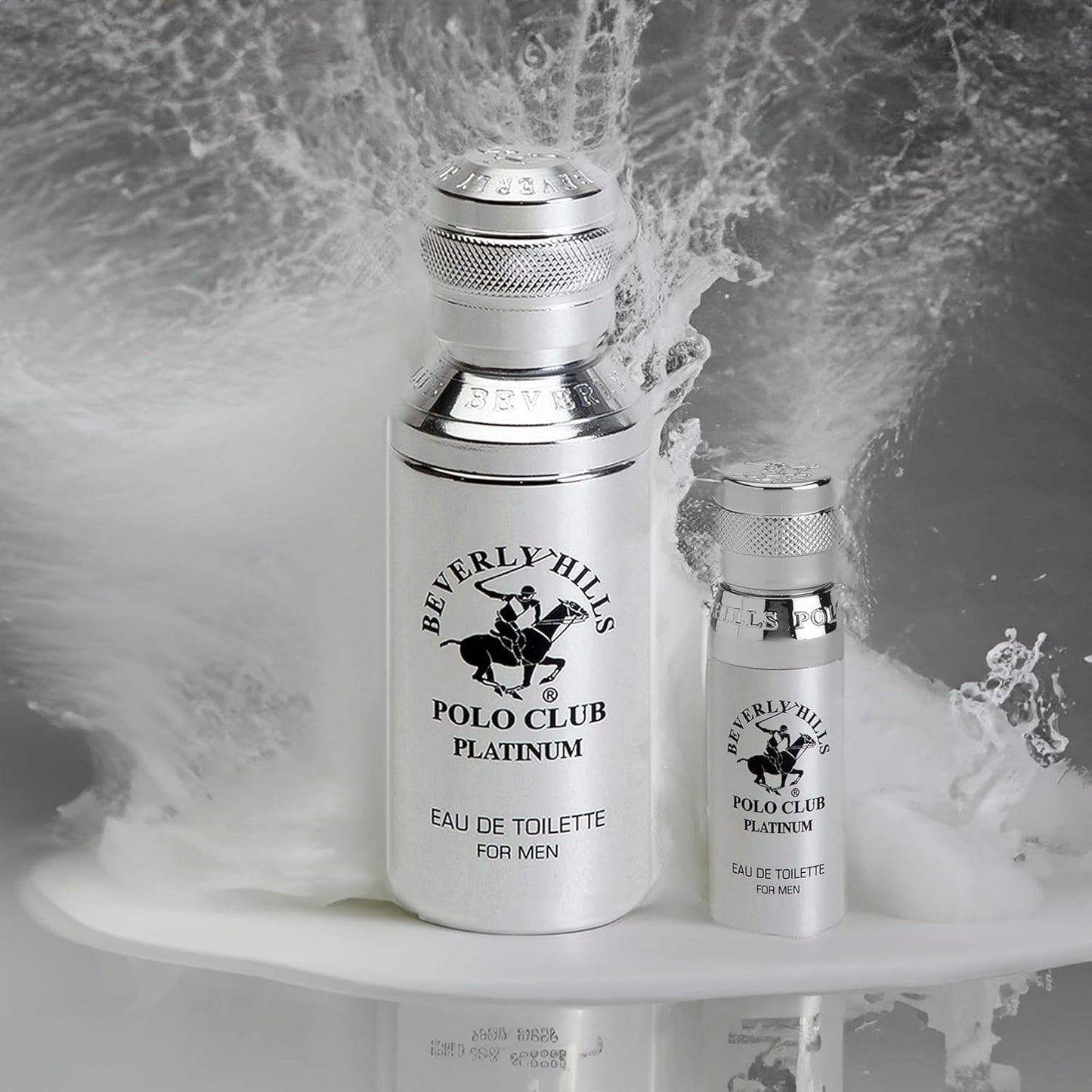 Beverly Hills Polo Club Platinum Cologne for Men | Designer Eau de Toilette Bonus Pack | Long-Lasting 3.4oz + Travel 0.5oz Spray | Alluring & Sophisticated Fragrance Gift Set