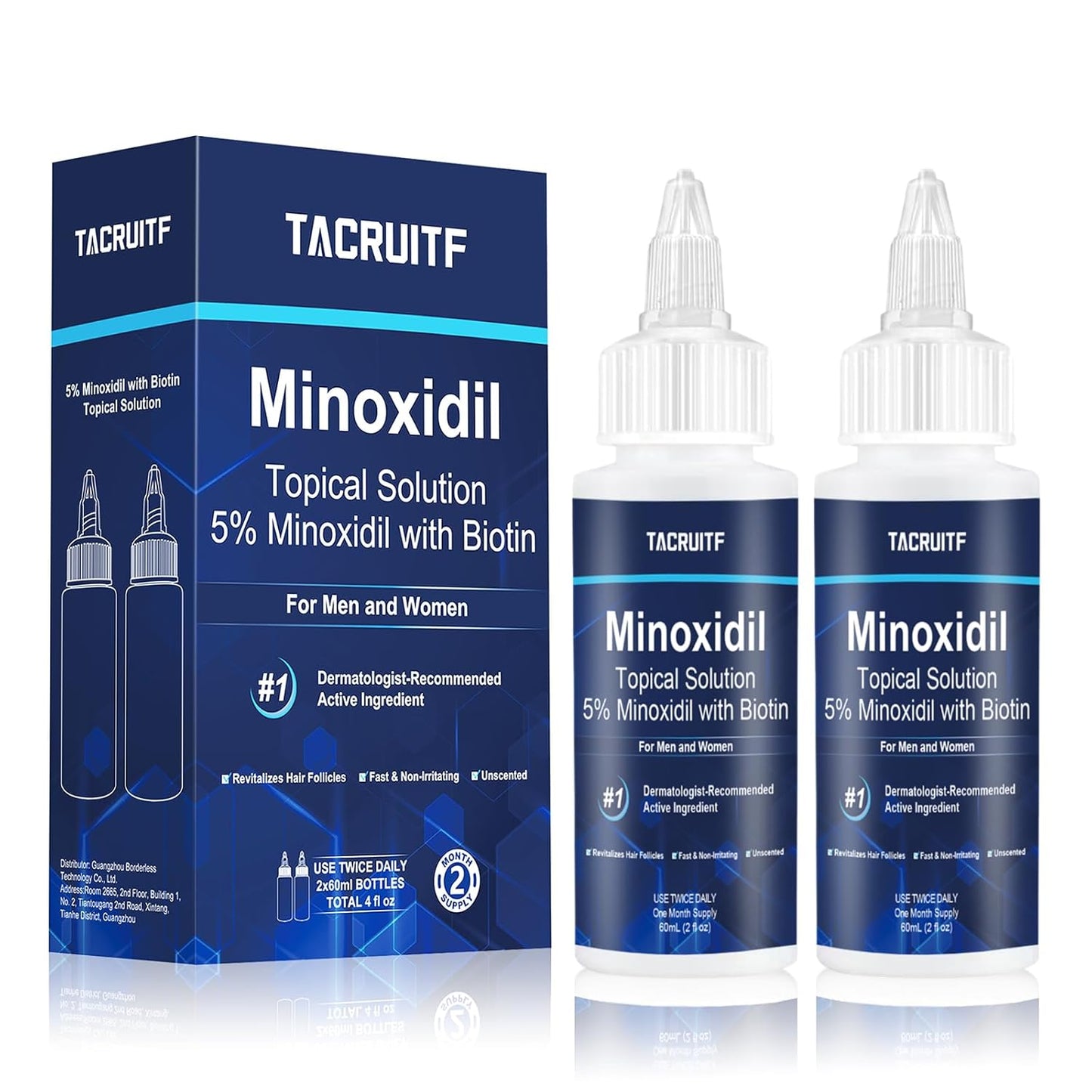 5% Minoxidil with Biotin, Hair Growth Treatment, Minoxidil Hair and Beard Growth Oil, Minoxidil for Men and Women, Supports Thicker and Fuller Hair & Beard (4 fl oz, 2 Month Supply)