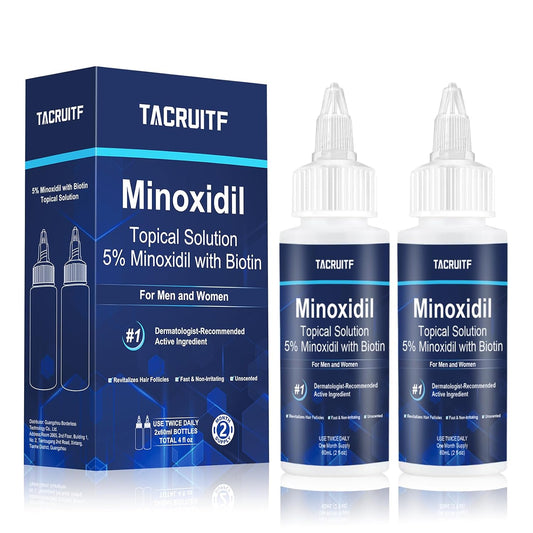 5% Minoxidil with Biotin, Hair Growth Treatment, Minoxidil Hair and Beard Growth Oil, Minoxidil for Men and Women, Supports Thicker and Fuller Hair & Beard (4 fl oz, 2 Month Supply)