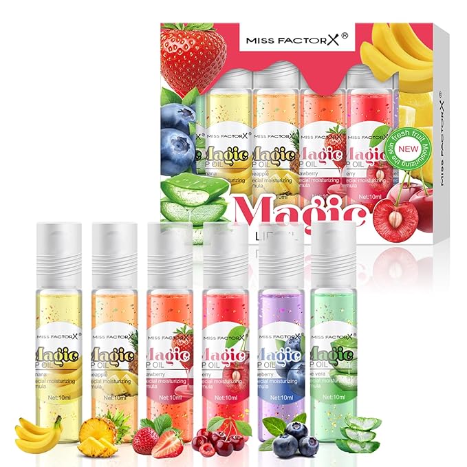 Lip Gloss Set Fruit - Lip Gloss for Girls - Lip Oil for Women - Hydrating Lip Oil Set - Shiny and Moisturizing,Non-Sticky - Tinted Lip Balm for Dry Lip Lip Care - Teen Girl Gift Set for Women (6pcs)