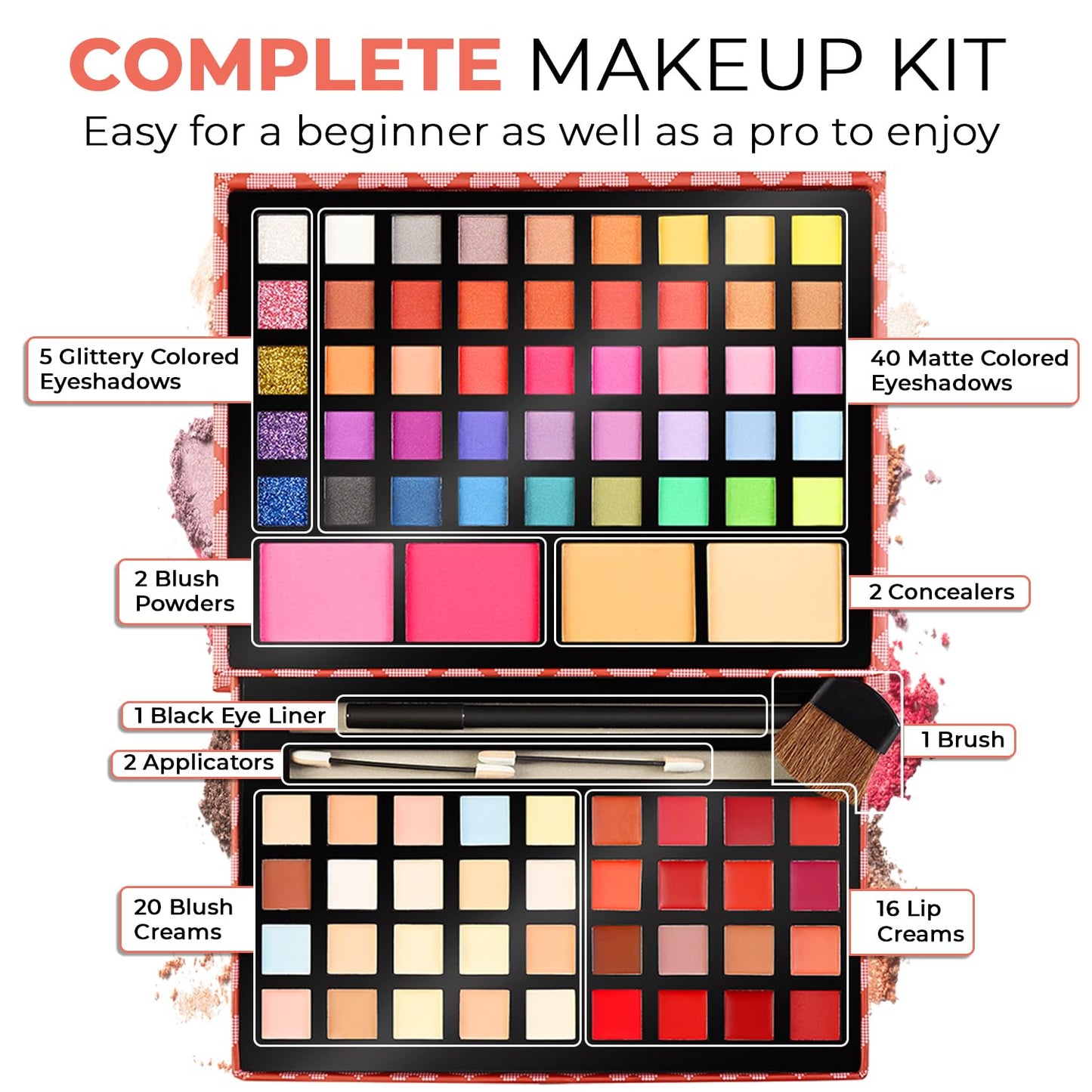 Toysical 2-Tier Makeup for Teens 10-12 - Kids Makeup Kit for Girl - Real, Washable, for Teen Girls or Women - Non Toxic Gift Set 86 Colors Full Starter Kit for Teenagers