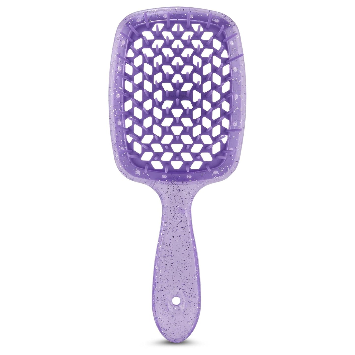 Detangling Brush for All Wet or Dry Hair Types - Pain-Free Brushing, Vented Hair Brush - Lightweight Handle with Extreme Flex to Contour to Scalp (Purple Glitter)
