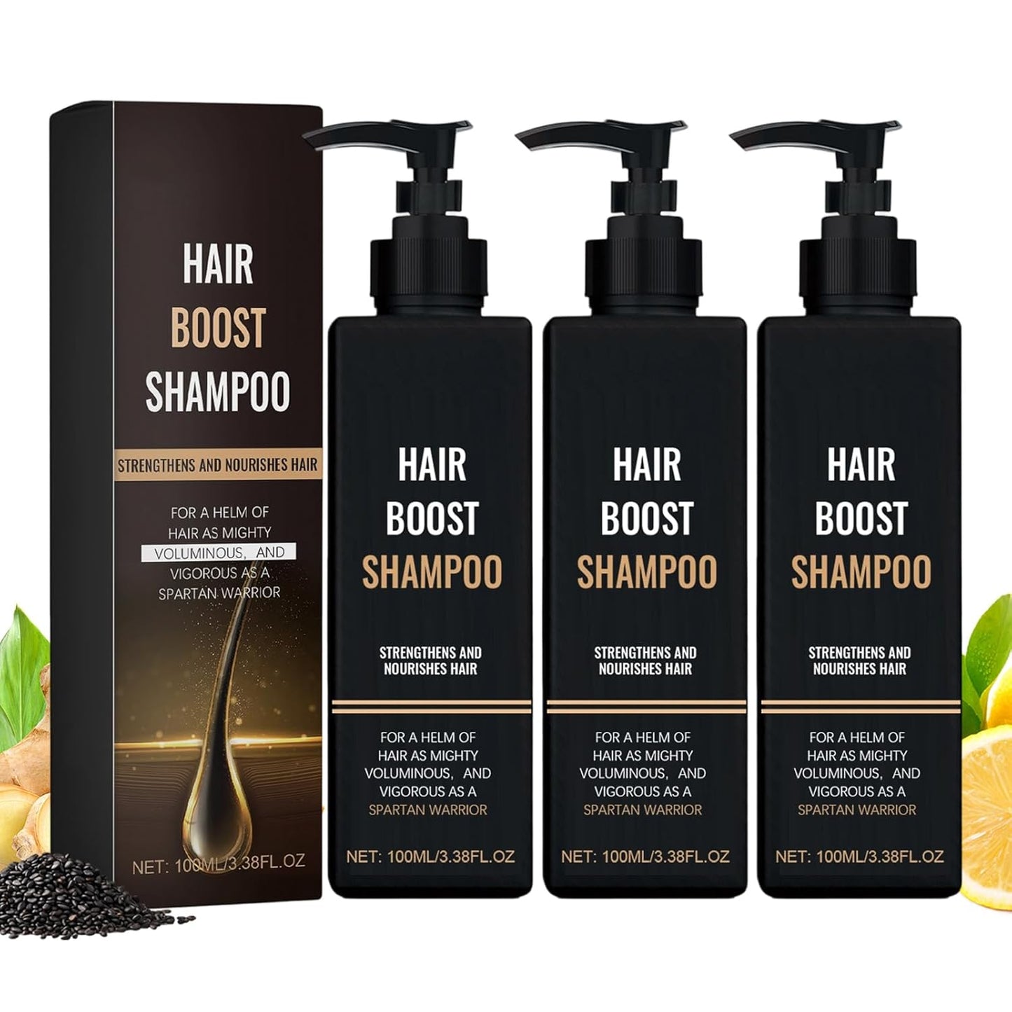 Root Activator Shampoo for Men,Hair Regrowth Root Activator Shampoo for Hair Loss and Thinning Hair, Nourish and Shine Revitalizing, Black(3pcs)